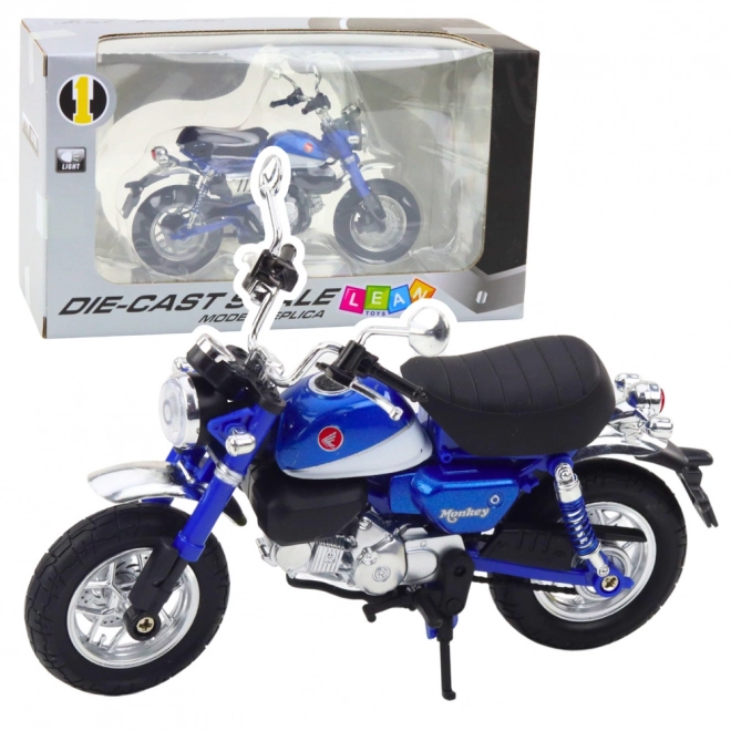 Motocykl retro kovový modrý 1:12