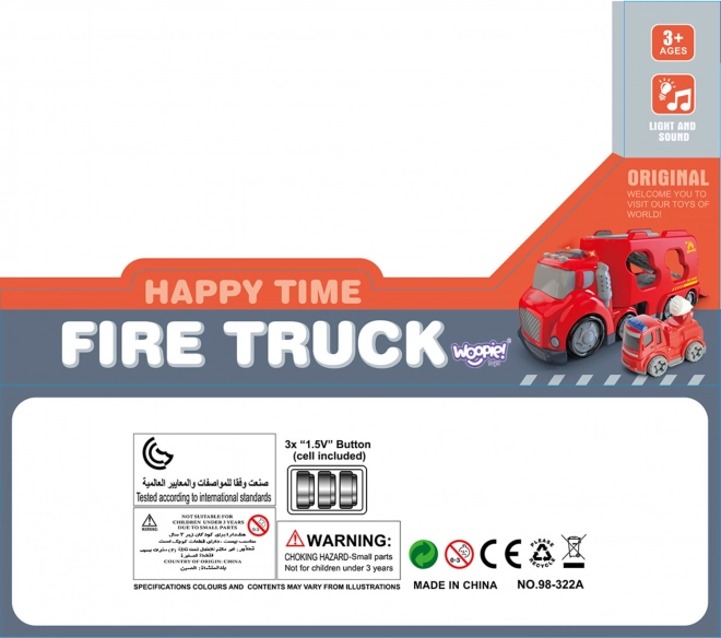 Velký červený odtahový vůz City Truck s efekty zvuku a světla