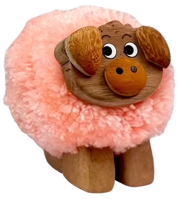 Dřevěná figurka s bambulí - prase