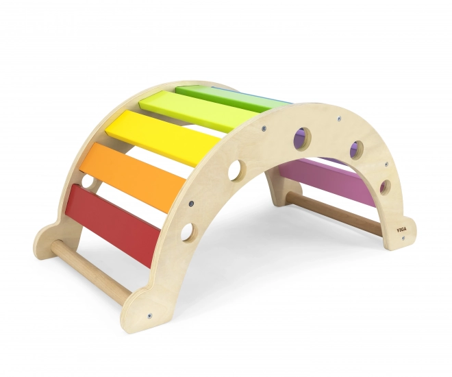 Viga dřevěný houpačkový most Montessori duhový