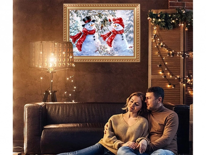 Diamantová výšivka Sněhulák Vánoční Mozaika 5D