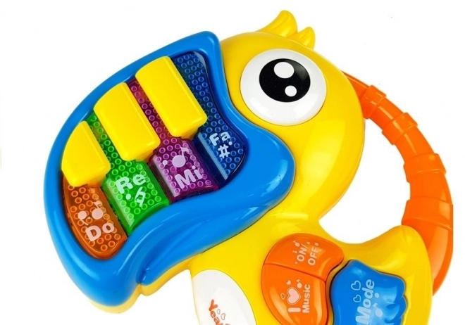 Dětské hudební piano Ptáček Žluté