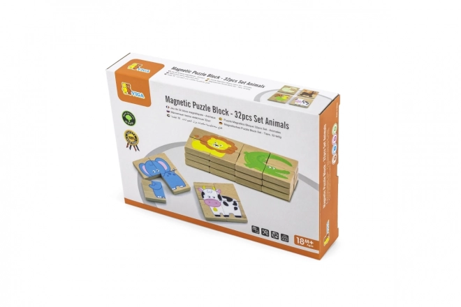 Dřevěné magnetické puzzle - zvířátka