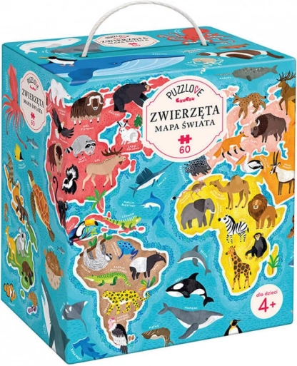 Puzzle 60 dílků Puzzlove - Mapa světa Zvířata