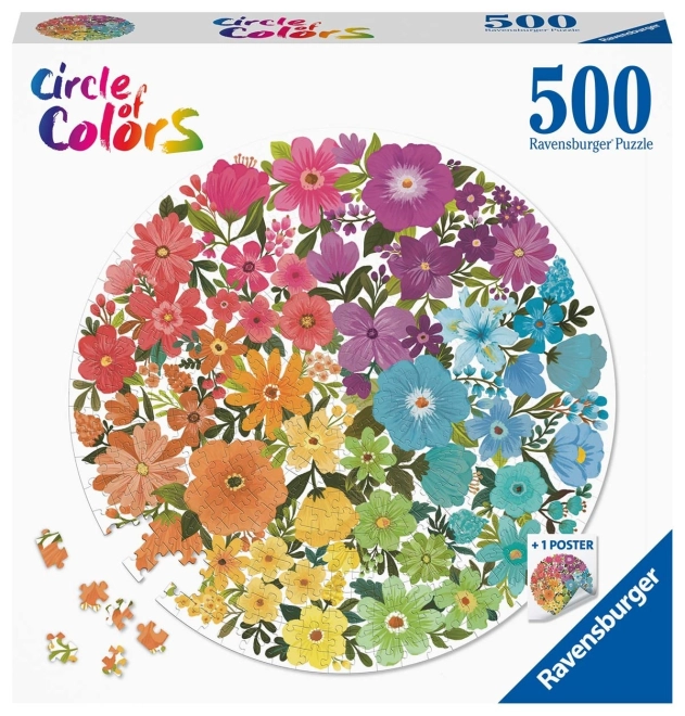 RAVENSBURGER Kulaté puzzle Kruh barev: Květiny 500 dílků