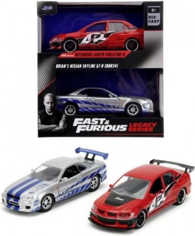 Rychle a zběsile – dvojbalení modelů Mitsubishi Lancer Evo IX 2006 a Nissan Skyline GT‑R R34 1:32