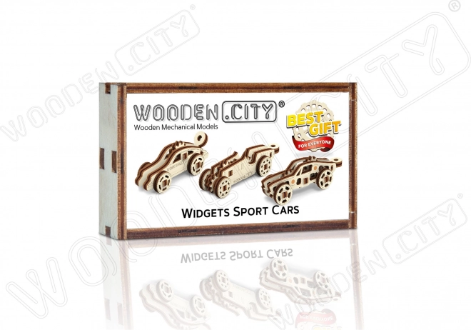 Dřevěné 3D puzzle mini sada sportovní auta