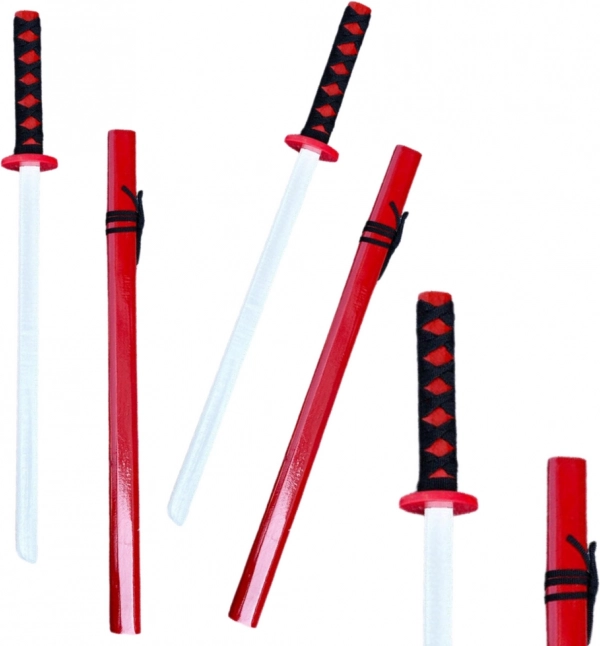 Dřevěná cvičná katana červená 70 cm