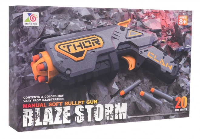 Dětská hračka blaster Blaze Storm šedý + 20 bezpečných projektilů