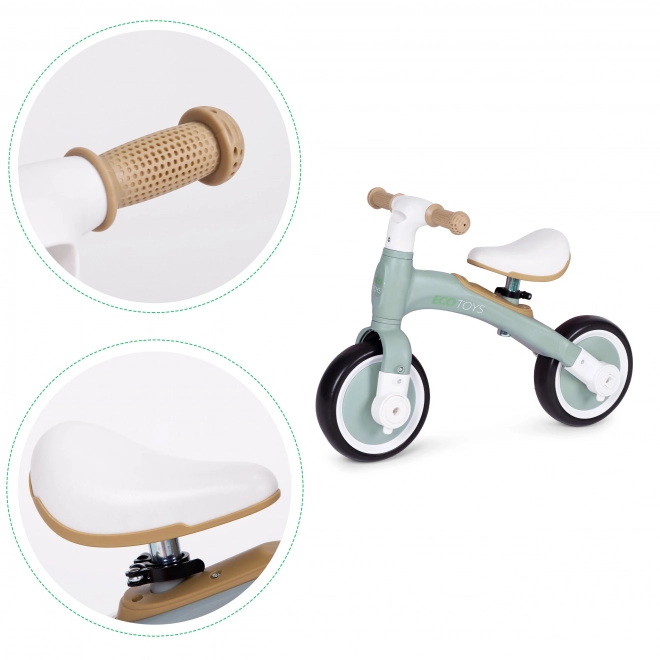 Balanční kolo s pedály - tréninková postranní kolečka 3v1 ECOTOYS – Zelené
