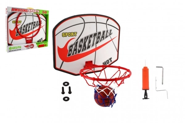 Basketbalový set s dřevěnou deskou a míčem