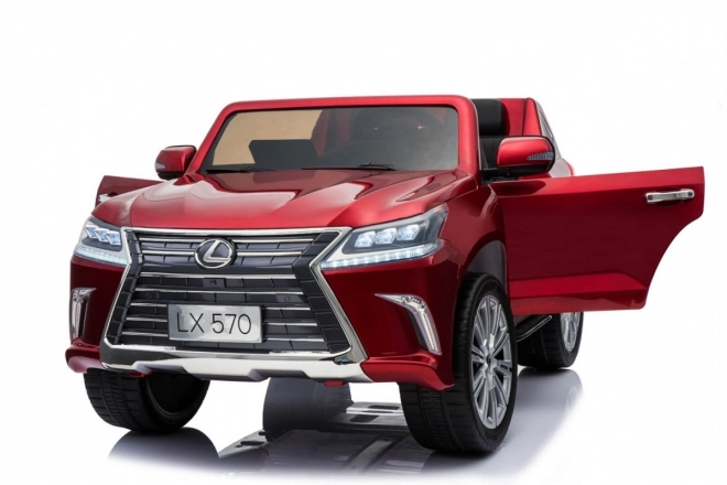 Lexus LX570 Lakované auto pro 2 děti Červená + dálkové ovládání + EVA kola + rádio MP3 LED