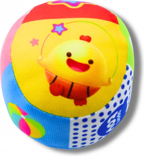 Barevný měkký míček s chrastítkem pro miminko 9 cm