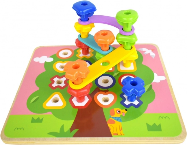 Tooky Toy víceúčelová tabule s barevnými šroubky pro učení tvarů