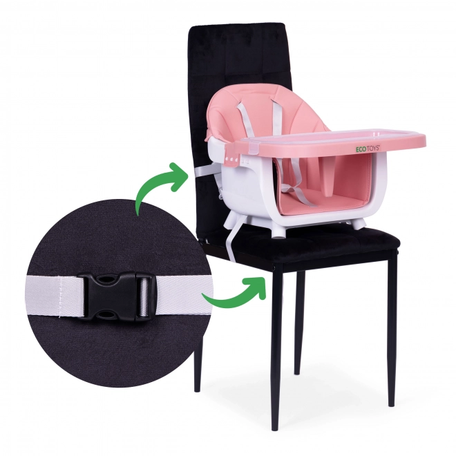 Dětská jídelní židlička 2v1 růžová ECOTOYS