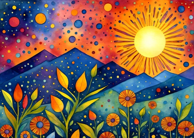 Puzzle Déšť při západu slunce
