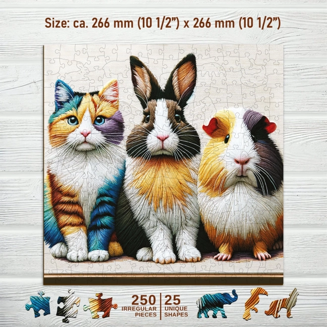 Dřevěné puzzle Kočka, Králík a Morče 250 dílků od Wooden City