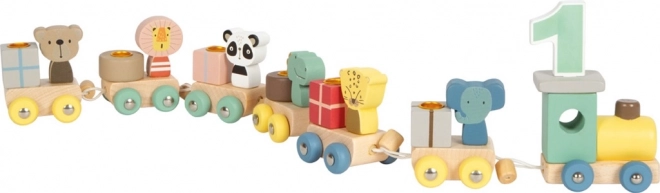 Dřevěný narozeninový vláček se zvířátky od Small Foot