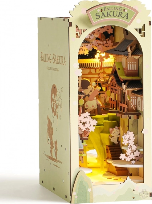 RoboTime 3D Puzzle Zarážka na knihy "Falling Sakura" (dřevěná)