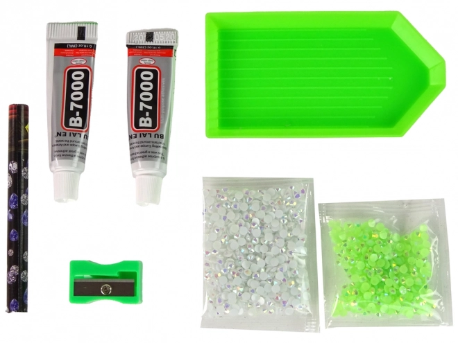 Kreativní sada DIY Krystalový sob přívěsek 3D bílý