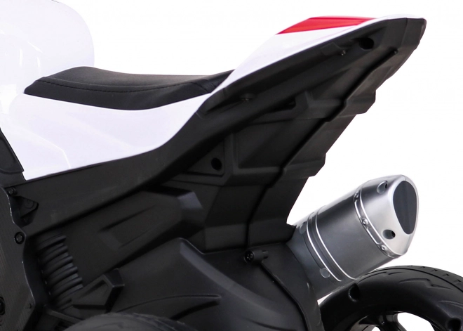 BMW HP4 Dětská motorka na baterie červená + 3 kola + LED + MP3 USB + eko kůže