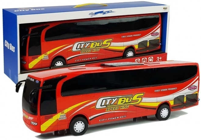 Červený městský autobus 54 cm