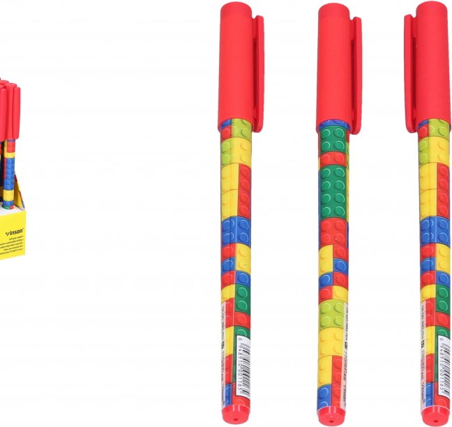 Propiska s modrým inkoustem 0,7 mm – kostičkový design