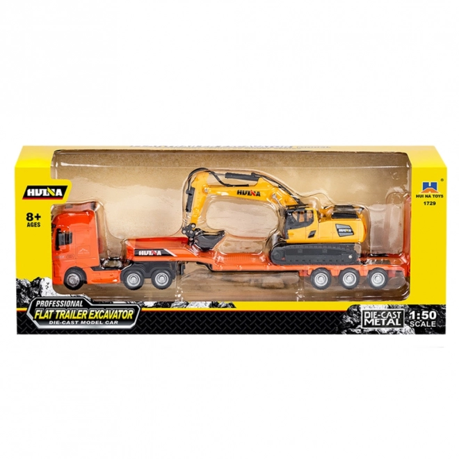 Model nákladního auta s návěsem a bagrem Huina 1:50