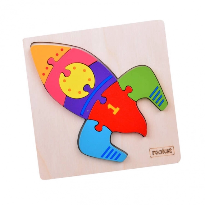 Dřevěné puzzle Montessori raketa