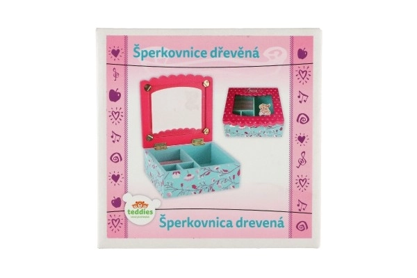 Skříňka šperkovnice Princess odklápěcí vrch dřevo 12,5x12x5x5cm v krabičce