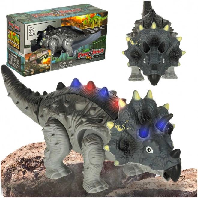 Interaktivní dinosaurus triceratops na baterie se zvuky a světly