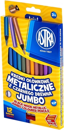 Astra metalické pastelky 12 ks se struhátkem
