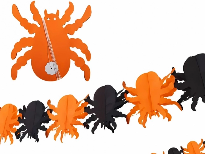Halloweenská papírová girlanda s motivem dýně a pavouka