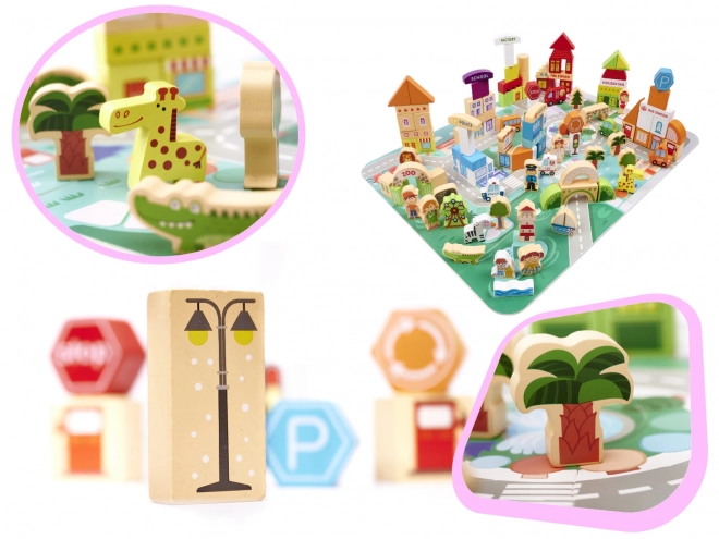 Dřevěné vzdělávací město puzzle 120 dílků