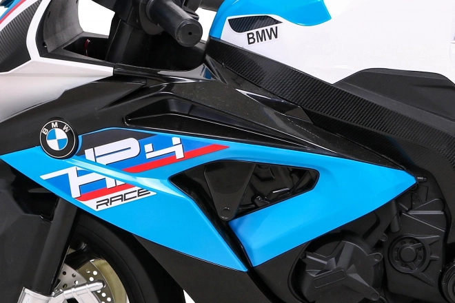 Dětská bateriová motorka BMW HP4 Modrá + pomocná kolečka + pomalý start + EVA + MP3 LED