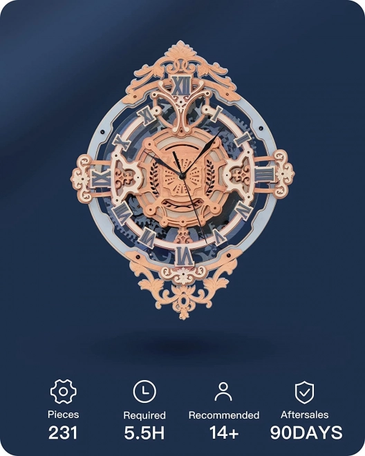 RoboTime 3D dřevěné mechanické puzzle - Nástěnné hodiny