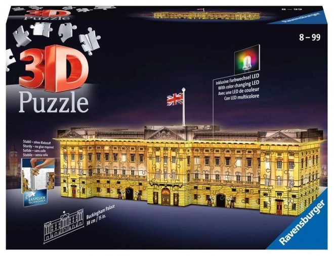 Svítící 3D puzzle noční edice Buckinghamský palác