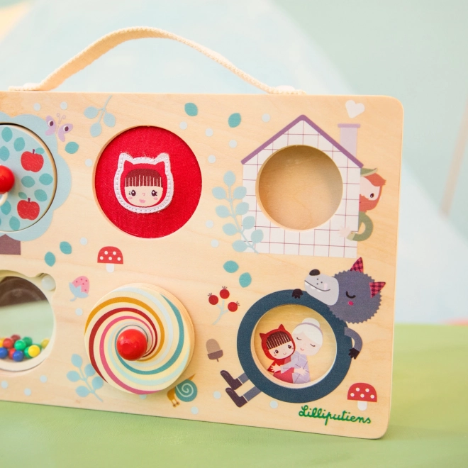 Lilliputiens dřevěný panel Aktivity Červená Karkulka a vlk Ludvík
