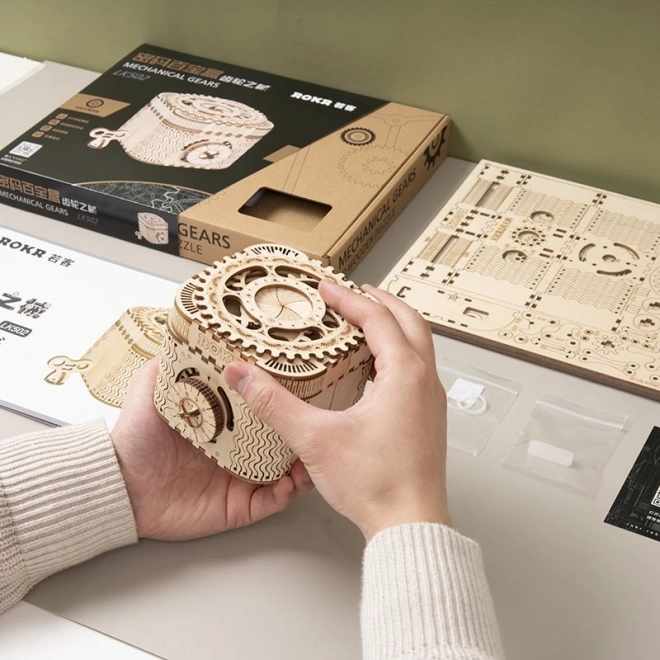 RoboTime 3D dřevěné mechanické puzzle Šperkovnice