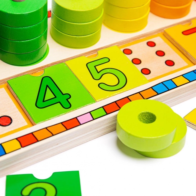 Bigjigs Toys dřevěná deska s číslovanými kroužky