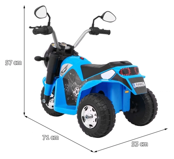 Dětské kolo MiniBike na baterie + zvuky + LED světla + eko kůže – Modré