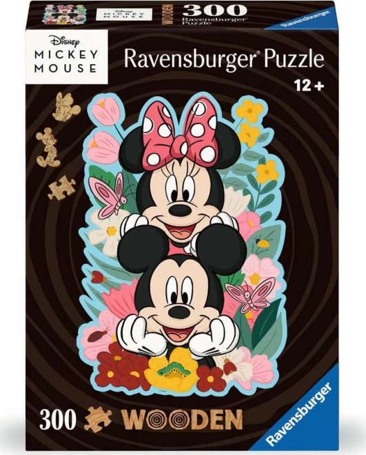 RAVENSBURGER Dřevěné obrysové puzzle Mickey a Minnie 300 dílků