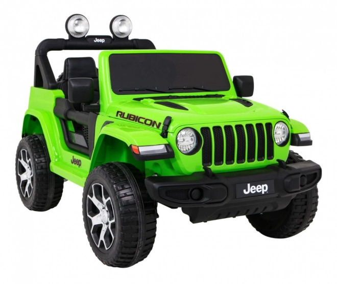 JEEP wrangler rubicon elektrické autíčko pro děti, zelené, 12 V, EVA kola, dálkové ovládání, MP3, LED