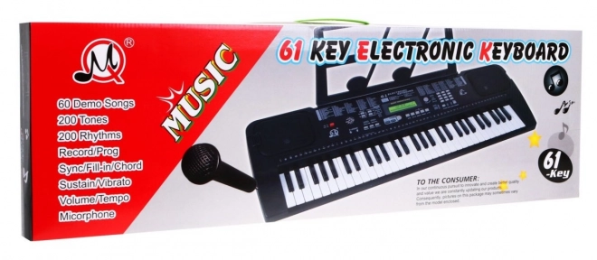 Elektronický kláves s mikrofonem pro děti 5+ MP3 Taktoměr Radio USB