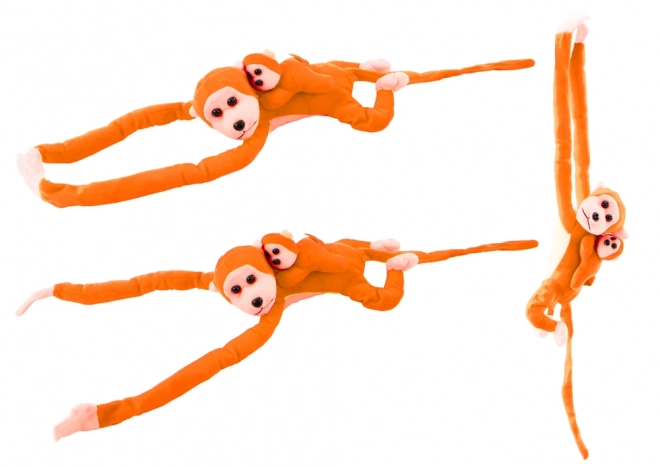 Plyšová Opice s Mláďátkem Oranžová se Zvukem