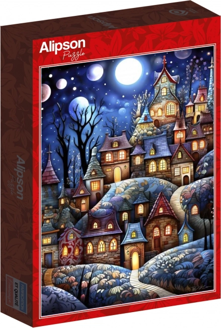 Puzzle Vesnička při úplňku 1000 dílků