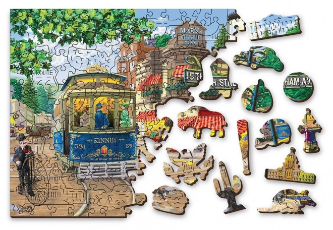 Dřevěné puzzle viktoriánská ulice 2v1