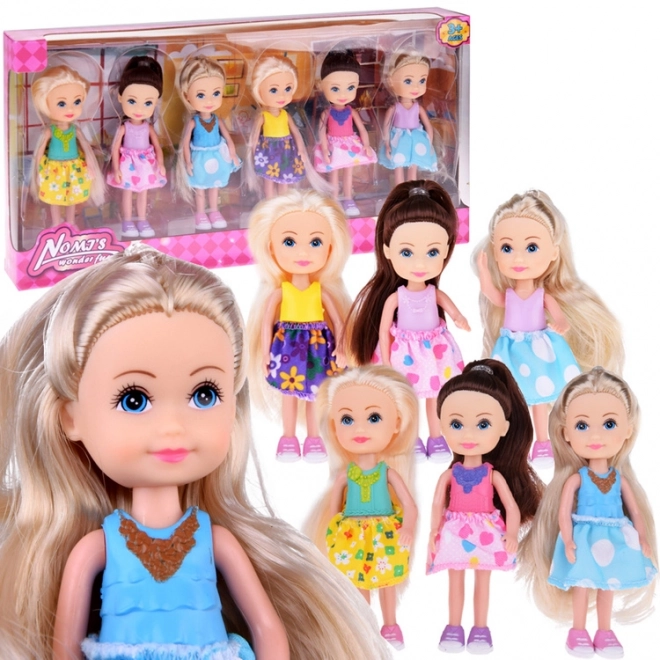 Krásné mini panenky 12 cm sada 6 kusů