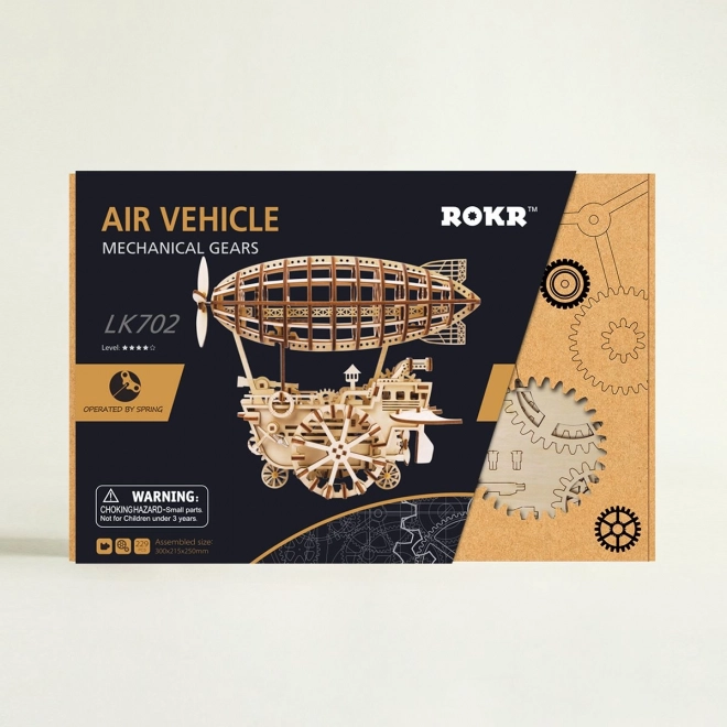 Dřevěné mechanické puzzle steampunk vzducholoď