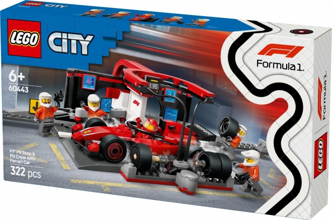 LEGO City 60443 Zastávka v boxech F1 s mechaniky a vozem Ferrari